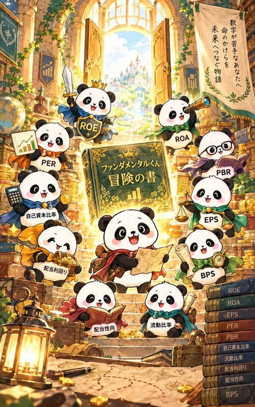壁紙：パンダたちと冒険の書