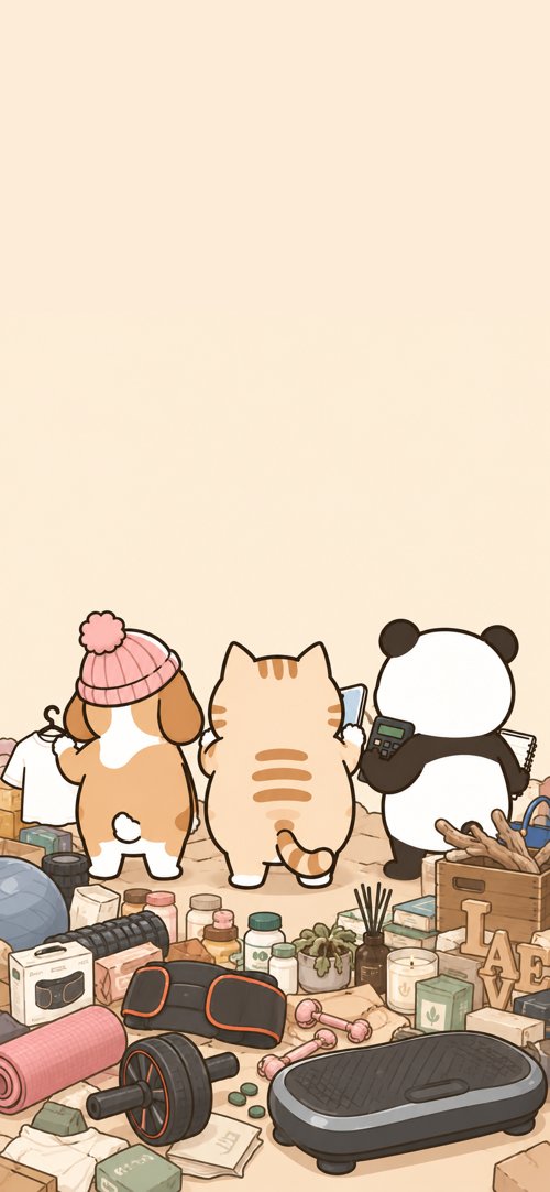 壁紙：3匹のうしろ姿